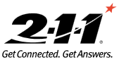 2-1-1 program logo. Get Connected. Get Answers. 