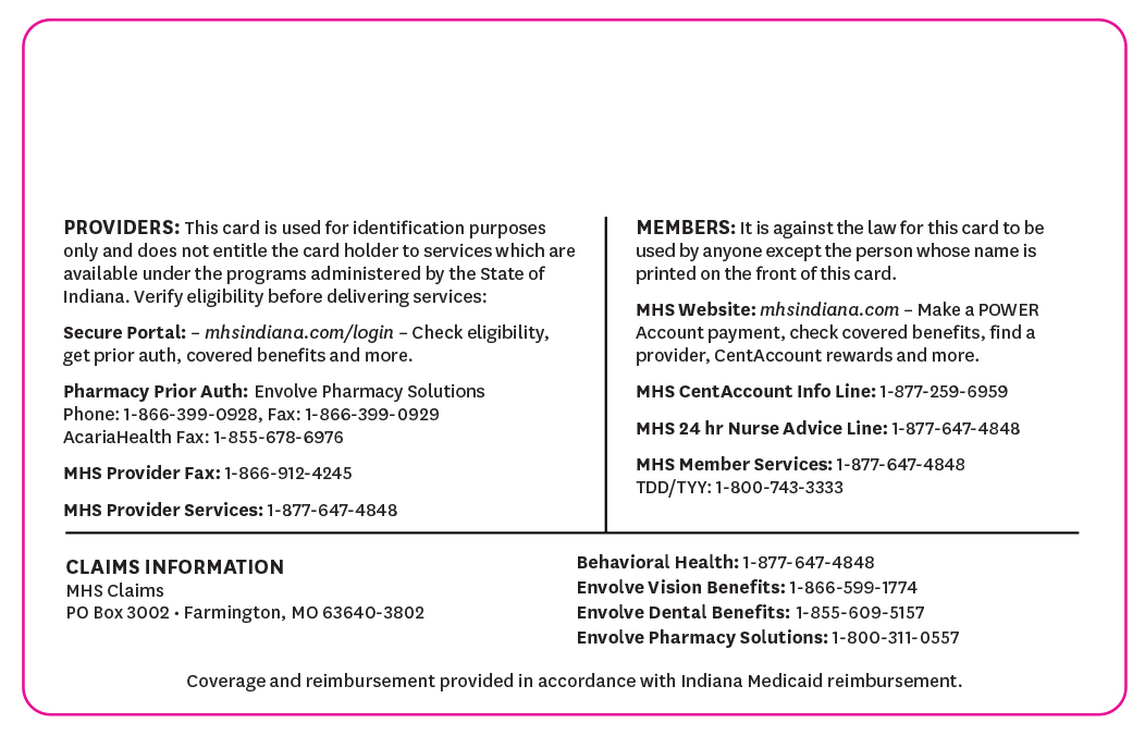HIP Maternity ID card back